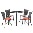 Sala De Jantar 1 Mesa Quadrada Sem Tampo Com 4 Cadeiras Em Al