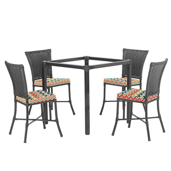 Sala De Jantar 1 Mesa Quadrada Sem Tampo Com 4 Cadeiras Em Al