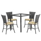 Sala De Jantar 1 Mesa Quadrada Sem Tampo Com 4 Cadeiras Em Al