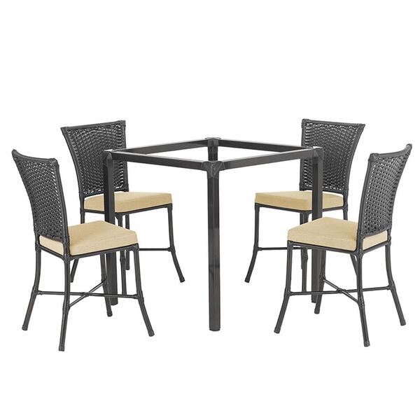 Sala De Jantar 1 Mesa Quadrada Sem Tampo Com 4 Cadeiras Em Al