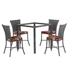 Sala De Jantar 1 Mesa Quadrada Sem Tampo Com 4 Cadeiras Em Al