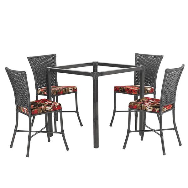 Sala De Jantar 1 Mesa Quadrada Sem Tampo Com 4 Cadeiras Em Al