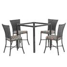 Sala De Jantar 1 Mesa Quadrada Sem Tampo Com 4 Cadeiras Em Al