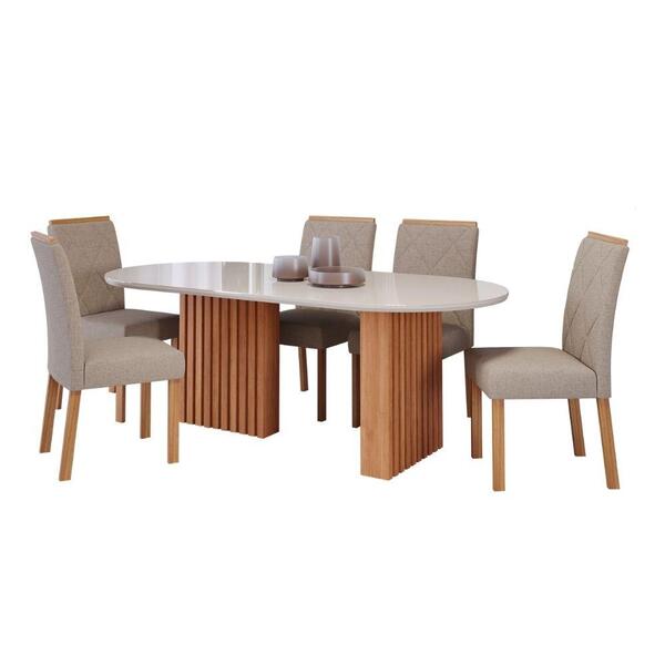 Sala De Jantar 210x100cm 6 Cadeiras Ester/fernanda Wood Cimol