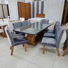 Sala De Jantar 220x110 Lottus Mdf/vidro Grafite 8 Cad Bom Pas