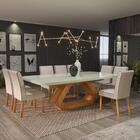 Sala De Jantar 220x110 Lottus Mdf/vidro Off 8 Cadeiras Bom Pa