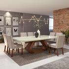 Sala De Jantar 220x110 Lottus Mdf/vidro Off 8 Cadeiras Bom Pa