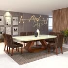 Sala De Jantar 220x110 Lottus Mdf/vidro Off 8 Cadeiras Bom Pa