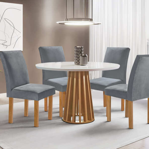 Sala De Jantar 4 Cadeiras C Vidro 1,0m - Dublin - Sky Móveis