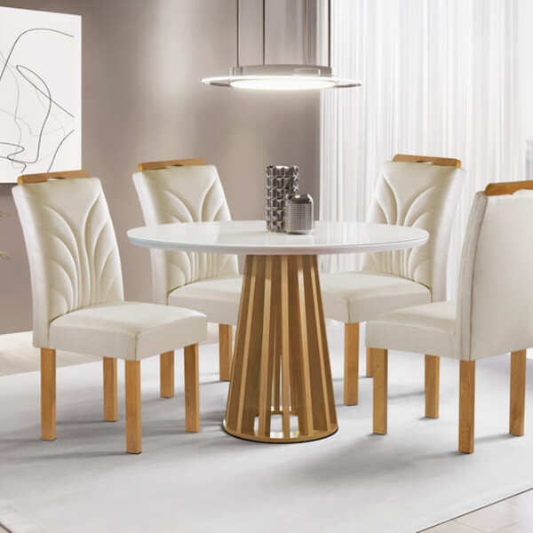 Sala De Jantar 4 Cadeiras C Vidro 1,0m - Dublin - Sky Móveis