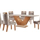 Sala De Jantar 6 Cadeiras Estofadas Atena E Mesa Com Tampo Md