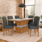 Sala De Jantar 6 Cadeiras Nazca Cinam/off Wh/cinza - Móveis A