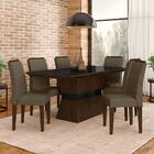 Sala De Jantar 6 Cadeiras Nazca Imbuia/preto/capucc - Móveis