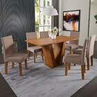 Sala De Jantar 6 Lugares Felicity Venus Seda/veludo Tabaco -