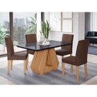 Sala De Jantar Agata 130cm Com 4 Cadeiras Maia Nature/chumbo/