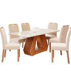 Sala De Jantar Agata 180 Cm Com 6 Cadeiras Paola Wood Off/mad