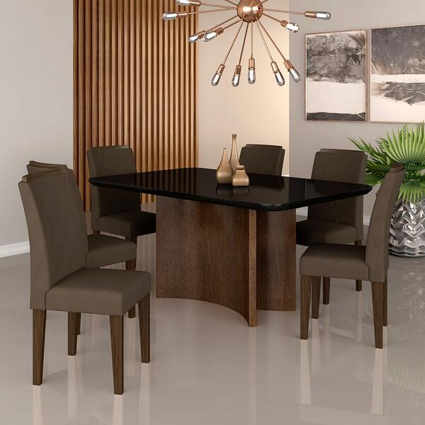 Sala De Jantar Arezzo 1,60 6 Cadeiras Imbuia/preto/marrom - M