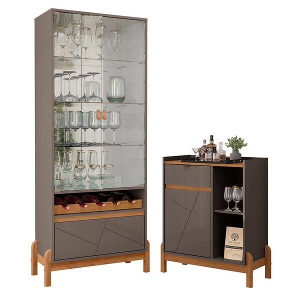 Sala De Jantar Bari Com Cristaleira E Aparador Bar - Casa D