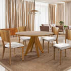 Sala De Jantar C Vidro Madeira 4 Cad 1,30m Ametista Harmonia