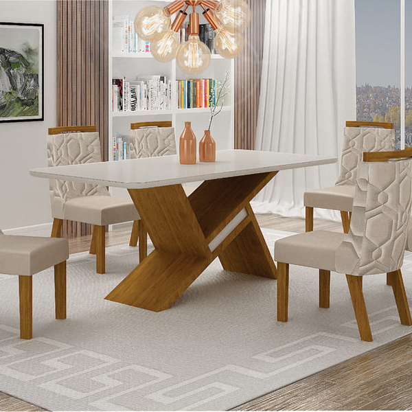 Sala De Jantar Com 6 Cad 1,80x0,90m - Ágata - Leifer Móveis