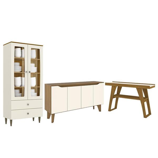 Sala De Jantar Com Cristaleira Ágata, Buffet Ambar E Aparador