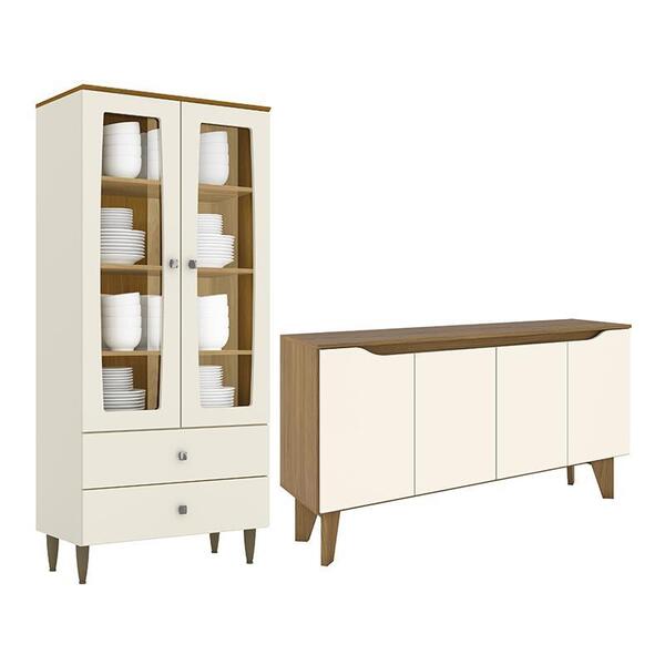 Sala De Jantar Com Cristaleira Ágata E Buffet Ambar - Móveis