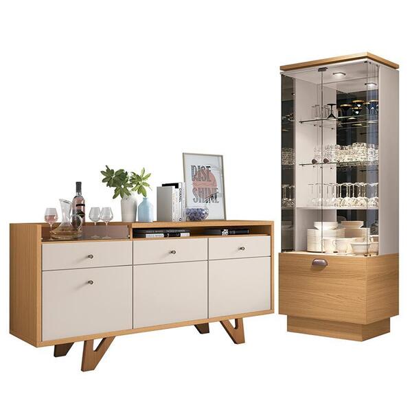 Sala De Jantar Com Cristaleira E Buffet Aparador Diamante - P