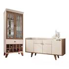 Sala De Jantar Com Cristaleira E Buffet Aparador Intense - Pr