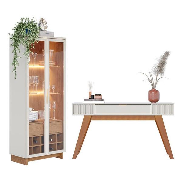 Sala De Jantar Com Cristaleira Guanabara E Aparador Rivieira