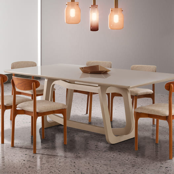 Sala De Jantar Com Vidro 8 Cadeiras 2,20x,1,10m - Florença -