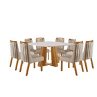 Sala De Jantar Completa Com 8 Cadeiras 1,35x1,35m - Madri - L