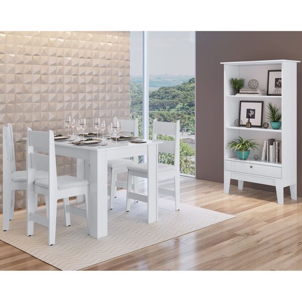 Sala De Jantar Completa Com Mesa  04 Cadeiras E Buffet Cje112