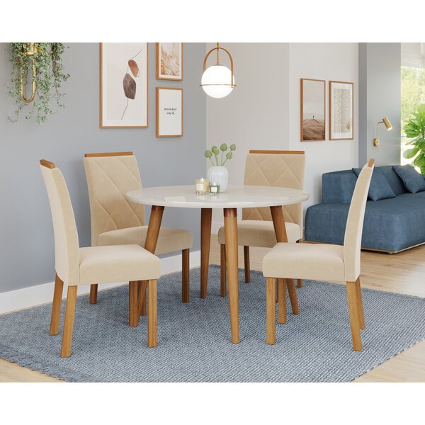 Sala De Jantar Dani Com Vidro 109cm Com 4 Cadeiras Fernanda M