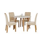 Sala De Jantar Dani Com Vidro 109cm Com 4 Cadeiras Fernanda M