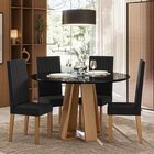 Sala De Jantar Estilo Red Vidro Com 4 Cadeiras Nice Mel/preto