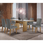 Sala De Jantar Grécia 180 Cm Tampo Mdf Vidro 6 Cadeiras Gréci