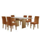 Sala De Jantar Grécia 180 Cm Tampo Mdf Vidro 6 Cadeiras Gréci