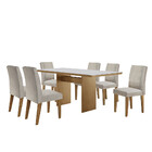 Sala De Jantar Grécia 180 Cm Tampo Mdf Vidro 6 Cadeiras Gréci