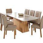 Sala De Jantar Helena 210 Cm Com 8 Cadeiras Juliana Cinamomo/