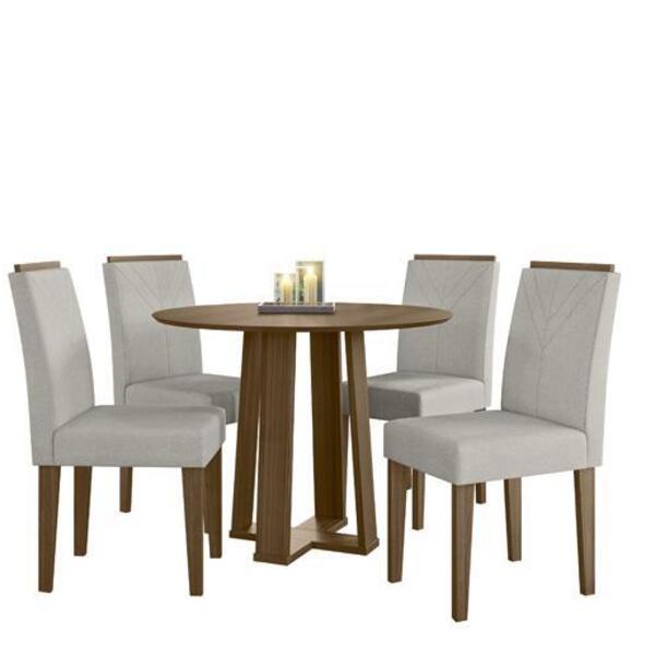 Sala De Jantar Isabela 1,00m E 4 Cadeiras Amanda Imbuia/anima