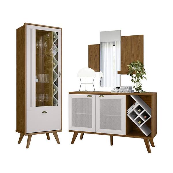 Sala De Jantar Isis Com Cristaleira, Buffet Aparador E Espelh