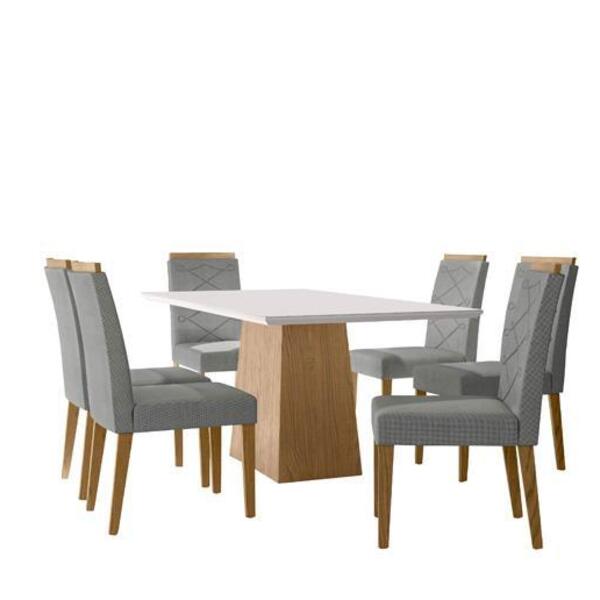 Sala De Jantar Jasmin 1,80m X 0,90m E 6 Cadeiras Caroline Ype