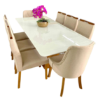 Sala De Jantar Laqueada Vidro 8 Cadeiras Lisboa - Art Salas