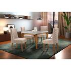 Sala De Jantar Liz 120 Tampo Mdf Com Vidro 4 Cadeiras Safira