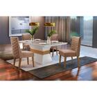 Sala De Jantar Lucy 120 Tampo Mdf Vidro Com 4 Cadeiras Safira
