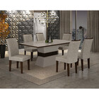 Sala De Jantar Lucy Tampo Mdf Vidro Com 6 Cadeiras Lunara Ruf