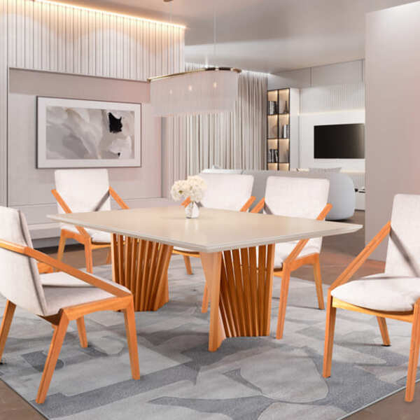 Sala De Jantar Madeira 6 Cad 1,80x0,90m - Pérola - Harmonia