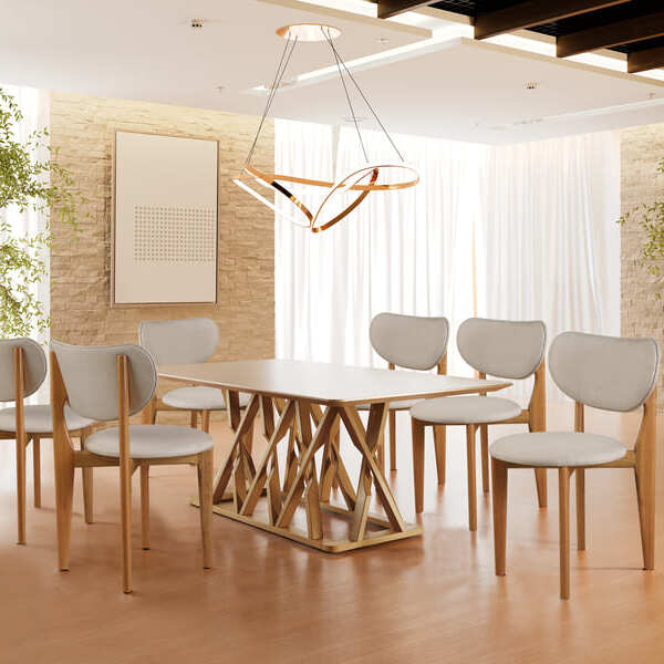 Sala De Jantar Madeira 6 Cad 2,0x1,0m - Diamond - Harmonia