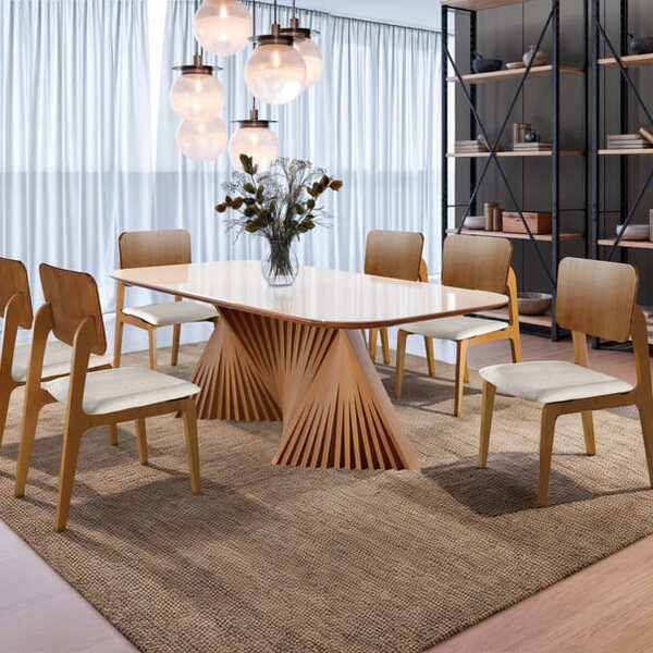 Sala De Jantar Madeira 6 Cad 2,0x1,0m - Opala - Harmonia