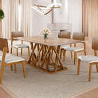 Sala De Jantar Madeira Maciça 6 Cadeiras Quartzo Harmonia